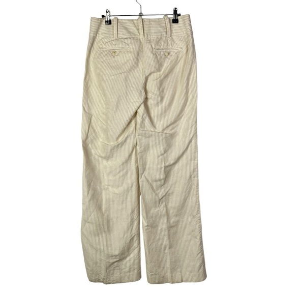 Banana Republic Beige & Cream Y2K Stripe Linen Wide Leg Trouser Pants 4 - Picture 2 of 5